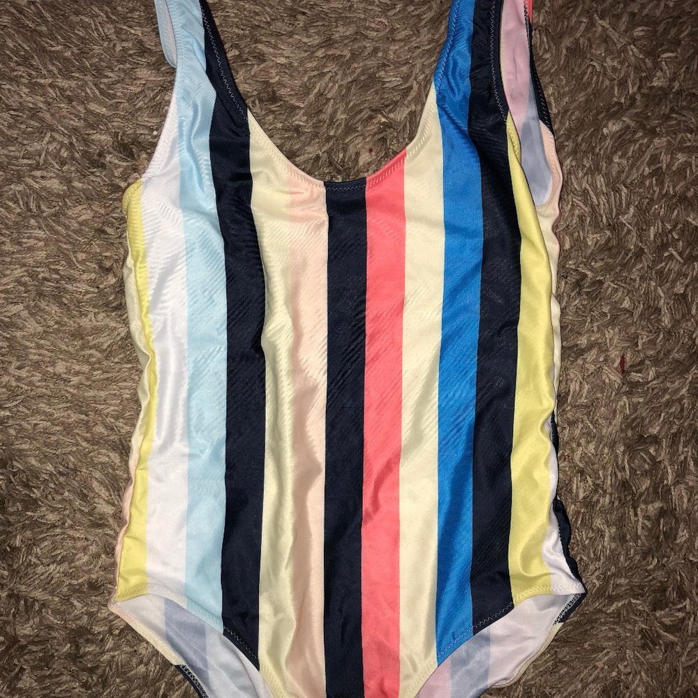 Striped One Piece Swimwear